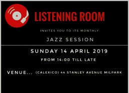 Calexido is hosting the Listening Room jazz session with music by Brenda Sisane on the 14th of April